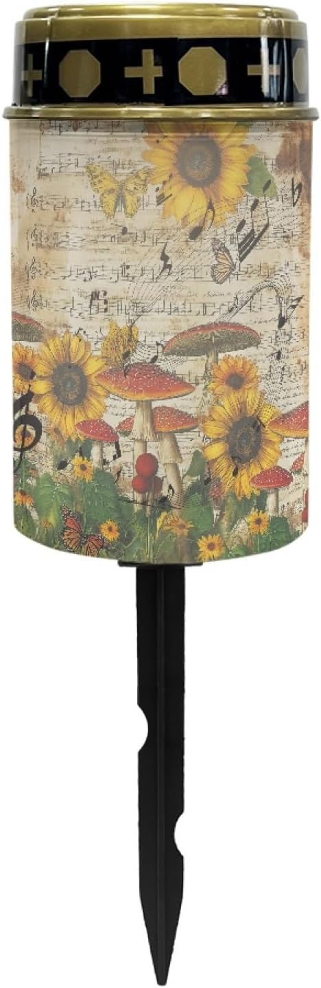 Solar Garden Stake Lights Outdoor Waterproof Cemetery Lights Sunflower Mushroom LED Lantern Cemetery Decorations for Grave,Outdoor Solar Powered Lights for Outside-Warm White
