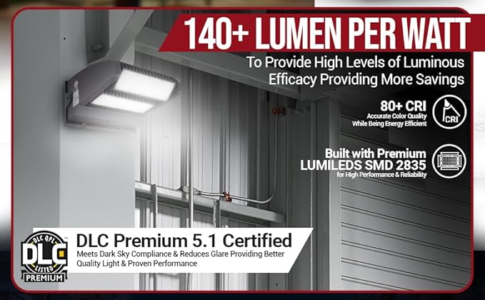 RuggedGrade 120W - Rotate IV Series LED Wall Pack - 17,100 Lumens - 4000K Natural White - Outdoor LED Wall Light - Brown - DLC 5.1 Premium