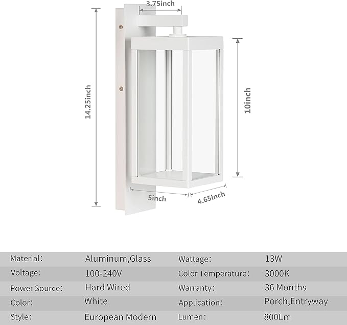 Outdoor Wall Sconce Light Exterior IP54 Waterproof LED Wall Light Fixture White Porch Light Outdoor Wall Mount Lamp | Lumora
