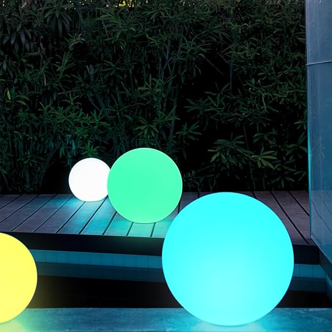 16-inch LED Globe Orb Light, Rechargeable Glowing Ball Light w/Remote, Dimmable RGB Color - Outdoor Wall Light | Lumora