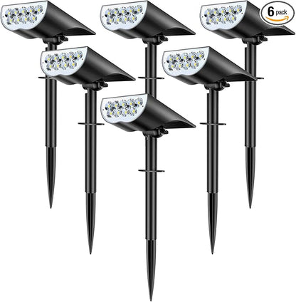 BAXIA TECHNOLOGY Solar Spot Lights Outdoor Waterproof, 3 Lighting Modes Solar Landscape Lights, Dusk to Dawn Spot Light for Yard Garden Pathway Driveway, Warm White, 6 Pack