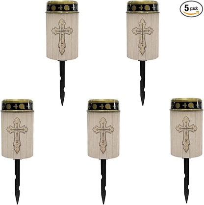 Outdoor Pathway Lights Solar-Powered Fairy Lights for Outside,God Cross LED Lantern Solar Garden Stake Lights Outdoor Waterproof Walkway Lights Flameless Warm White Solar Lights