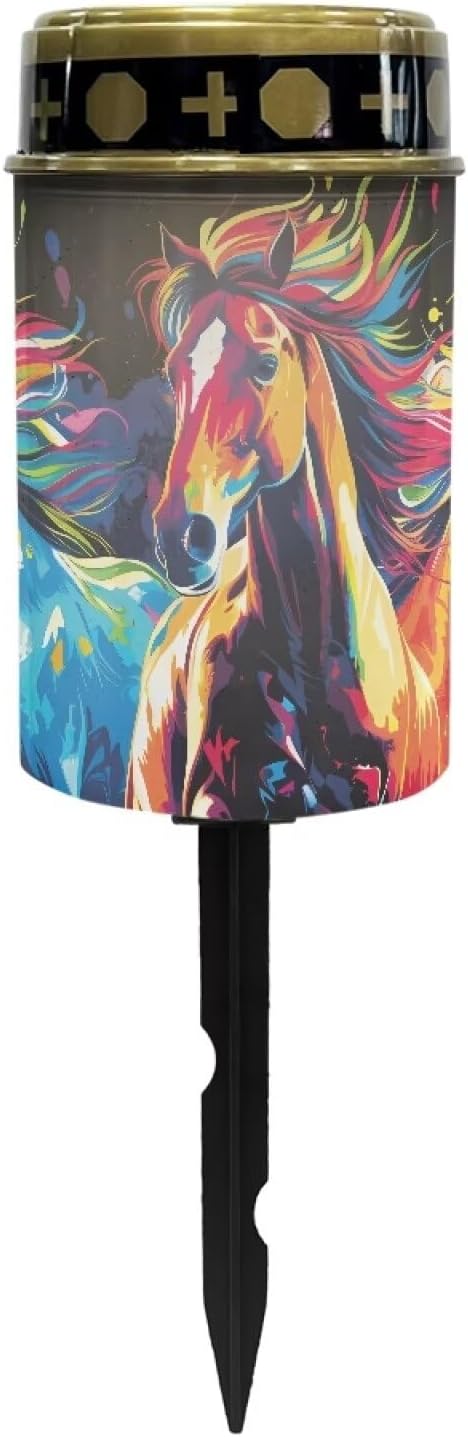Colorful Horse Solar Garden Lights Outdoor Decorative Solar Stake Lights Landscape Lights Cemetery Decorations for Grave Lights Decorate Lawn, Patio, Fence, Backyard