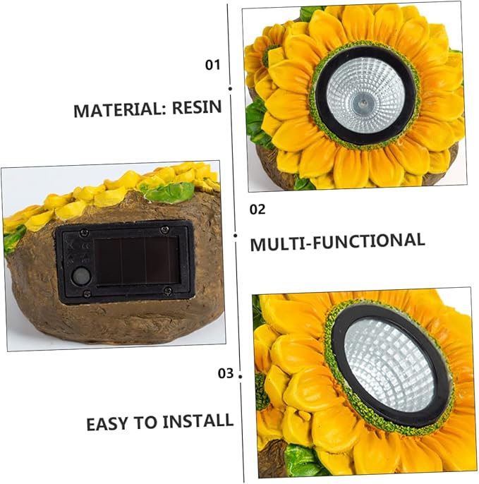LIFKOME Solar Flower Light Sunflower Garden Decor Easy Installation Outdoor Lamp for Pathway Patio and Wedding Decoration High Conversion Solar Panel for Automatic Dusk Illumination