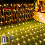 Ollny Net Lights 210LED 10x7ft, Clear Wire Christmas Outdoor Mesh Light