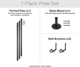 Premium String Light Pole - 1 Pack - Extends to 10 Feet - Deck Mount (Wood/Concrete) - Outdoor Path Light | Lumora
