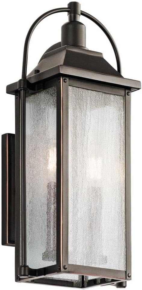 Kichler Harbor Row 18.5" 2 Light Outdoor Wall Light with Clear Seeded Glass in Olde Bronze® | Lumora