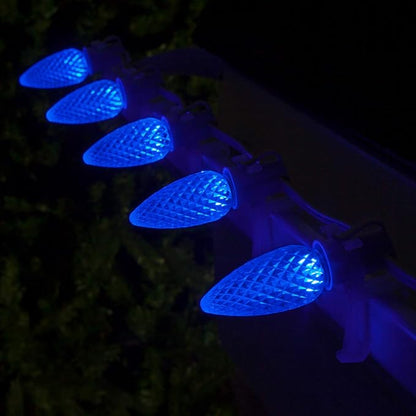 Wintergreen Lighting 25 Ft Blue C9 OptiCore LED Commercial Outdoor Christmas Lights – Heavy Duty String Lights, White Wire, 25 Lights