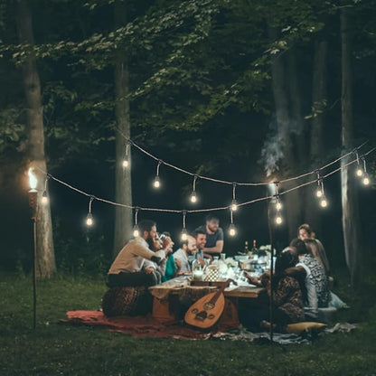 EE Eleven Master 48 FT Hemp Rope Outdoor String Lights Waterproof Patio Lights with 15 Shatterproof Heavy-Duty Commercial Grade Connectable Weatherproof E26 S14