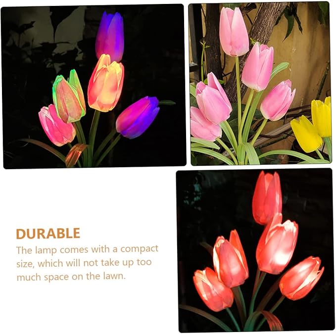 DOITOOL 2pcs Lawn Solar Lamp Head Tulip Design Outdoor Light Ornament for Garden Cloth for Courtyard and Pathway Decor