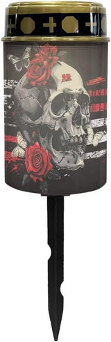 Skull Rose Flag Cemetery Solar Lights Solar Powered Garden Stake Lights Decorative Lights for Cemetery Grave Yard | Lumora