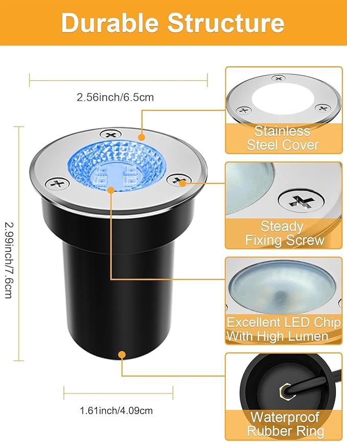 ZUCKEO RGB Low Voltage Landscape Lights LED Color Changing Well Lights, Outdoor In Ground Light Waterproof Accent | Lumora