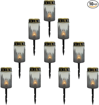 Halloween Solar Garden Lights Outdoor Waterproof Pathway Lights for Yard Patio Walkway Halloween Decoration Solar Stake Lights Outdoor Landscape Lighting-Warm White