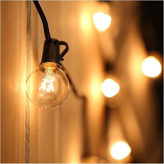 Outdoor String Lights Mains Powered Festoon Lighting 25FT G40 IP44 for Indoor & Outdoor Backyard Patio Cafe Garden Party Decoration Warm White Tomshine