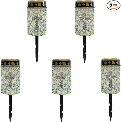 Cross Floral Solar Lights Outdoor,Solar Stake Lights Garden Lights,Waterproof Solar Lights for Outside Yard Patio Walkway Decoration Landscape Lighting Spotlight