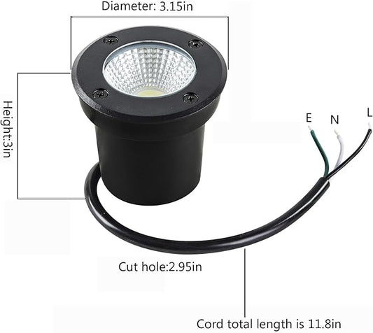 Outdoor Landscape Lights,5W 500lm,High Voltage 110V 120V Ground Lights,IP65 Waterproof LED Well Light,3CCT Selectable Underground Lamps Wired for Garden,Pathway,Driveway,Pack of 8