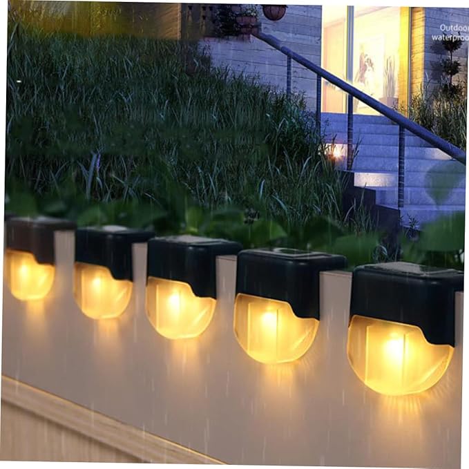 Lurrose 4pcs Solar Stair Lights Outdoor Led Step Lamps Solar Garden Path Lights Weatherproof Energy-Saving No Wiring Easy Install