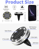 Solar Ground Lights Outdoor 18 Pack Waterproof, Upgraded Solar Garden Lights with 4 Side Light, Stainless Steel | Lumora