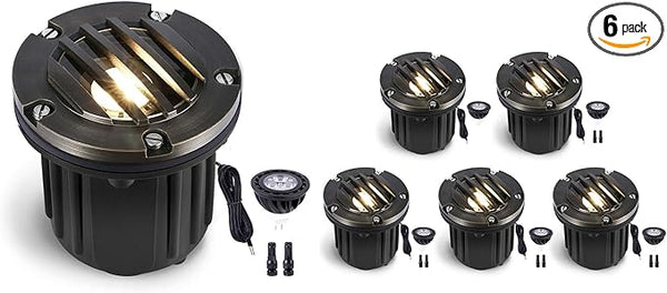 Gardenreet Landscape Well Lights Outdoor - Brass LED Weathproof In Ground Lighting, Low Voltage 12V Directional | Lumora