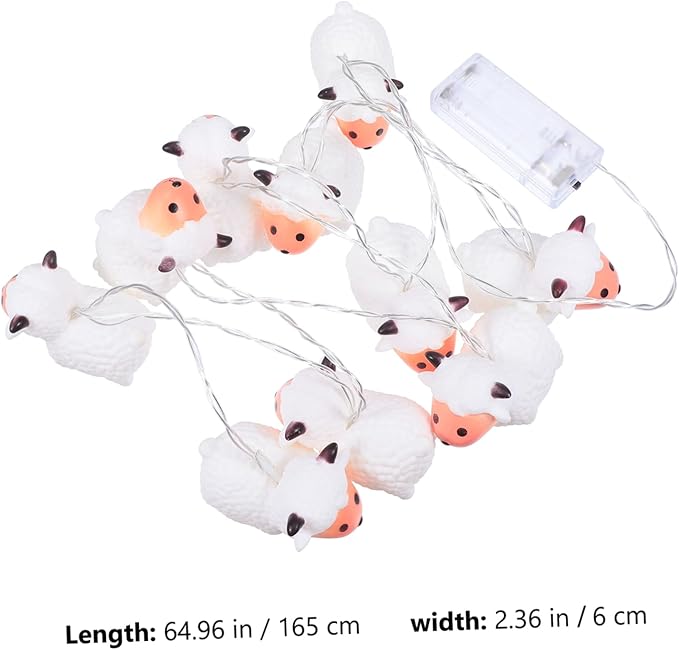 Zerodeko 1set Led Sheep String Lights Cute Animal Design for Festive Decoration Warm White for Parties and Home Decor Battery Not Included