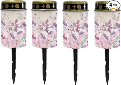 Pink Floral Solar Lights Solar Lights Outdoor Solar Pathway Lights Waterproof Solar Garden Lights LED Lantern Solar Powered Light for Outside Spotlights Garden Lantern
