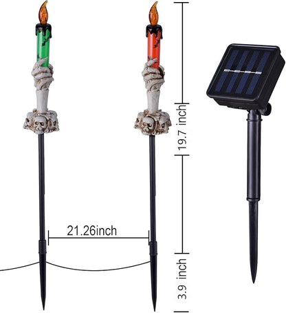 Halloween Pathway Lights, 10 Pack Skull Hand Candle Holder, LED Halloween Decor Candle Lights Solar Powered, Indoor & Outdoor Party Home Garden Porch Decoration
