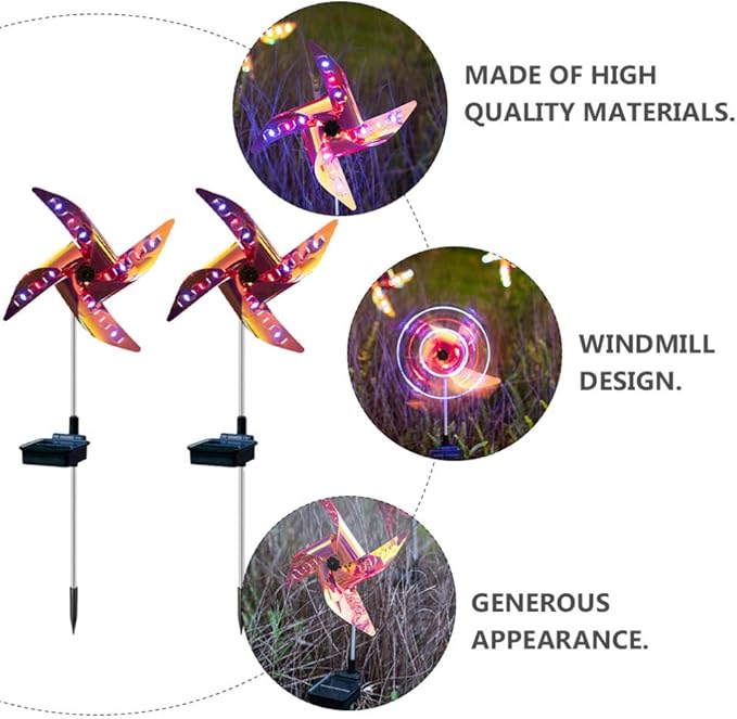 Windmill Shape Solar Path Light Ground Inserted Solar Lamp Outdoor Decorative Lantern for Patio