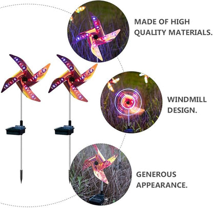 Windmill Shape Solar Path Light Ground Inserted Solar Lamp Outdoor Decorative Lantern for Patio