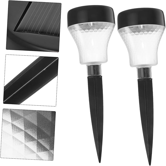 Mipcase 2pcs Led Solar Pathway Lights Solar Garden Stake Lights Outdoor Landscape Lighting Warm Decorative Lawn Lamp for Patio Garden
