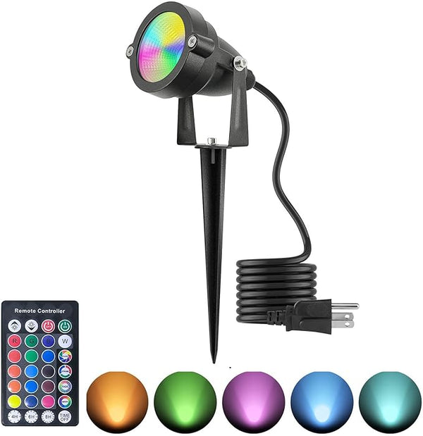 RGB Hallowmas Outdoor SpotLights with Timer(4/6/8H), 10W Metal case Color Changing Spot Light Outdoor Garden Yard | Lumora