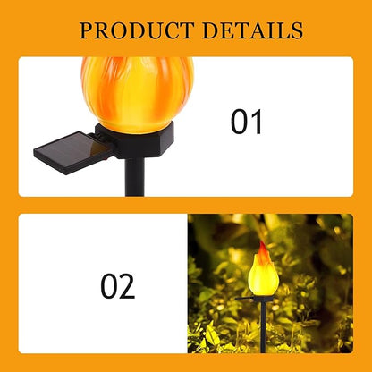 Veemoon Flame Solar Powered Garden Stake Lamp Outdoor Decorative Solar Pathway Lights for Lawn Walkway with Flickering Flame Effect
