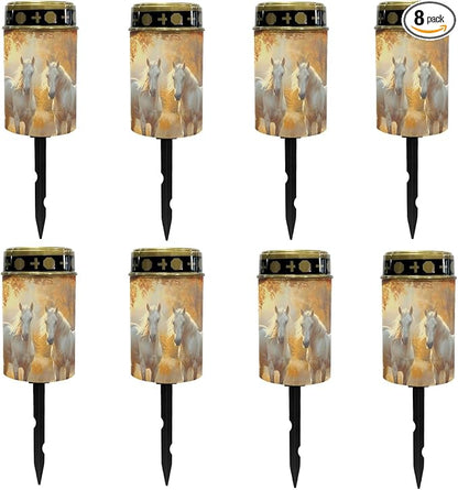 Horse Solar Garden Lights Waterproof Solar Pathway Lights Outdoor Solar Lantern Stake Lights Autumn Leaves Outdoor Decorative for Yard Patio Spotlight Driveway