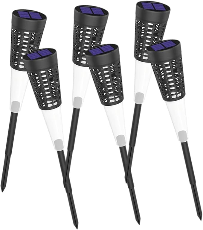 6pcs Solar Garden Pathway Lights Outdoor Stake Lamps Warm White Colorful LED Yard Lights for Courtyard Lawn Decor Waterproof Landscape Lighting