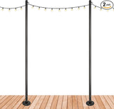 EXCELLO GLOBAL PRODUCTS Premium String Light Poles - 2 Pack - Extends to 10 Feet – Deck Mount (Wood/Concrete) | Lumora