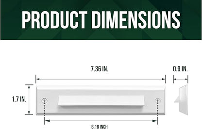GKOLED 6 Pack LED Low Voltage Stair Lights, Linear Shape Cutoff Outdoor Step Lights, Landscape Lighting, 2W 9-15V AC/DC 3000K Waterproof Accent Deck Lights, Die-cast Aluminum, Glossy White
