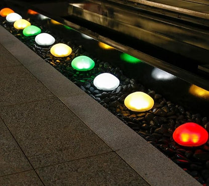2 Pack Solar Garden Lights Outdoor Waterproof，Resembling Pebbles. Multi-Colored Changing Garden Lights for Courtyard, Garden, Balcony, Beach, Lawn, Terrace, Poolside.