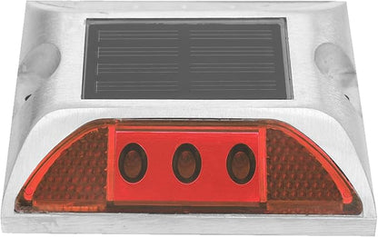 LED Solar Power Ground Marker Lights, Outdoor Driveway Road Spike Lamp, Solar - Powered LED Ground Light with 1000m Visibility for Highway Pathway Safety (Red)