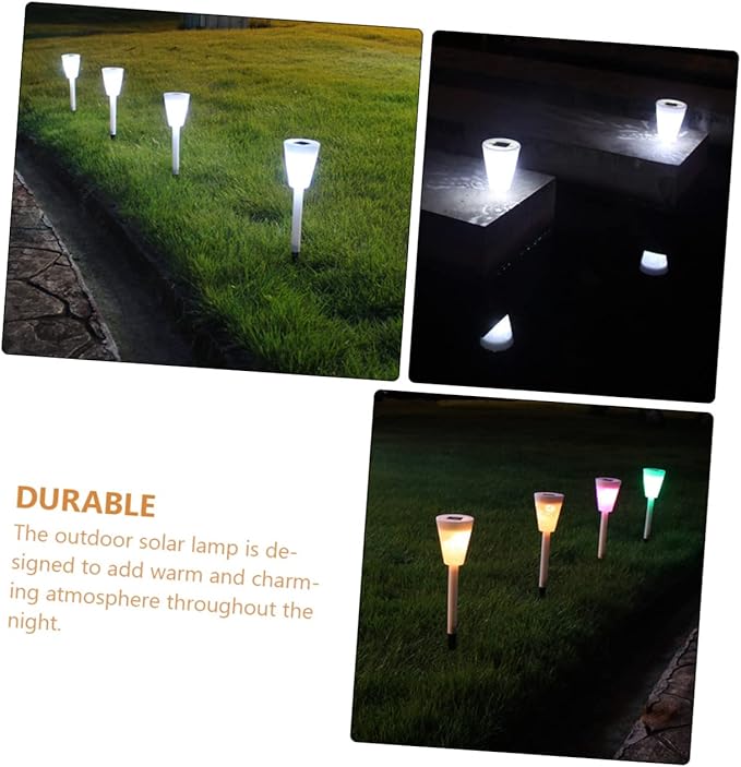 DOITOOL 4pcs Garden Solar Stake Lamp Outdoor Solar Light Hollow for Pathway Courtyard and Patio Decor Warm Atmosphere Lighting