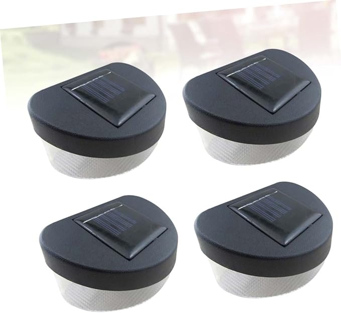 4pcs Solar Outdoor Garden Lights LED Wall Lamp for Pathway Fence and Porch Decor Black Shell with White Light Easy Installation Design