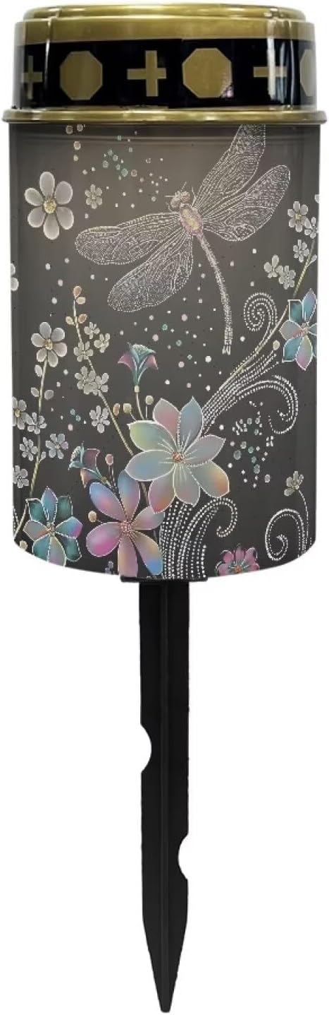 Dragonfly Pattern Solar Lights Outdoor Text Print Solar Garden Light Waterproof Solar Light Landscape Path Light Portable Book Light for Prayer