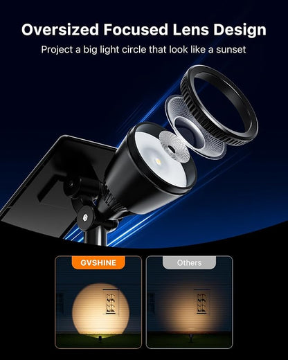 4 Pack Solar Powered LED Spotlights Outdoor Waterproof Ultra Bright Sunset Spot Lights for Christmas Tree, Santa Claus, Reindeer Outside Landscape Uplights for Wall, House, Garden, Backyard Warm White