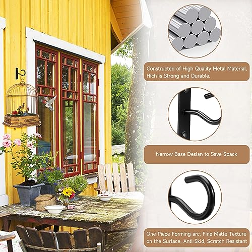4Pack 2.5In Ceiling Hooks for Hanging Plant, Wall Hanger Plant Holder Black
