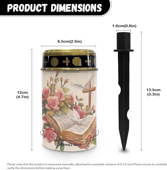 Cemetery Solar Lights for Grave Red Waterproof Outdoor Flameless Candle Solar Pathway Lights Outdoor Landscape Path Light Memorial Gift Cross Book