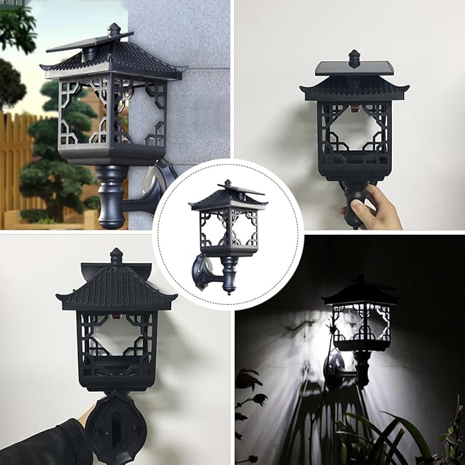 Solar Matte Black Wall Light Outdoor Waterproof LED Solar Porch Lantern for Yard Doorway Garden Exterior Lighting