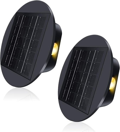 7" Solar Lights Fence Waterproof for Outdoor Deck & Wall, Patio, and Step Stairs | Warm White Pathway Lighting with 3 Bright Modes| Outside Decor Decorative UFO Four Way Lamps