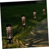 6Pcs Hollow Out Solar Lawn Lights Outdoor Garden Solar Light with Ground Plug for Landscape Lighting Warm White | Lumora