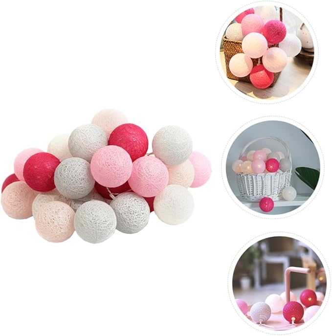 NUOBESTY Festive PVC Battery-Powered Lamp String with Balls Design Lights for Wedding Party and Home Hanging Decoration Portable and Indoor String Lights