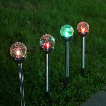 Solar Round LED Garden Lights, Modern Outdoor Pathway Lights, Color Changing White, 2.17x2.17x14.17 inches (5.5x5.5x36 cm), Silver