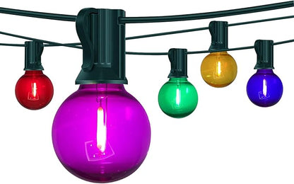 50FT Multicolor LED Outdoor String Lights, G40 Globe Dimmable Christmas Light with 27 Colorful LED Bulbs, Connectable Outdoor Patio Lights for Garden Balcony Porch Christmas Decor