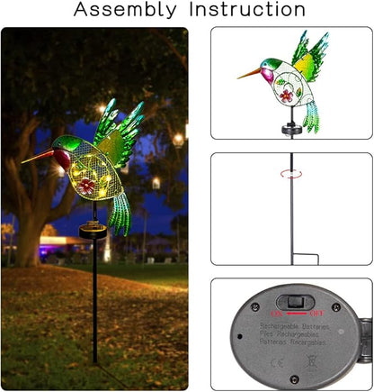 DREAMYSOUL Outdoor Solar Garden Lights, Hummingbird Solar Lights for Outdoor Patio Yard Pathway, Hummingbird Gifts for Women Mom Grandma